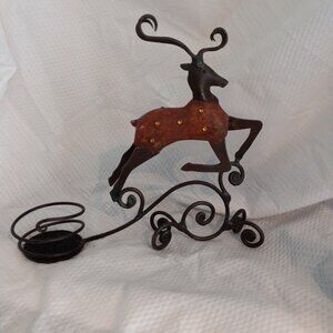 Deer Winter Decor Candle Holder, Wrought Iron